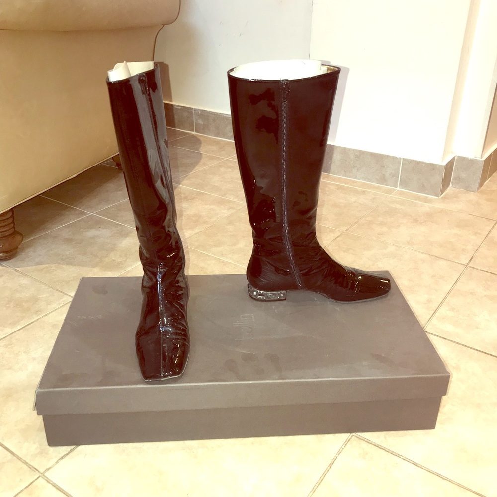 Ballin Black Patent Leather Knee Boots Size 6